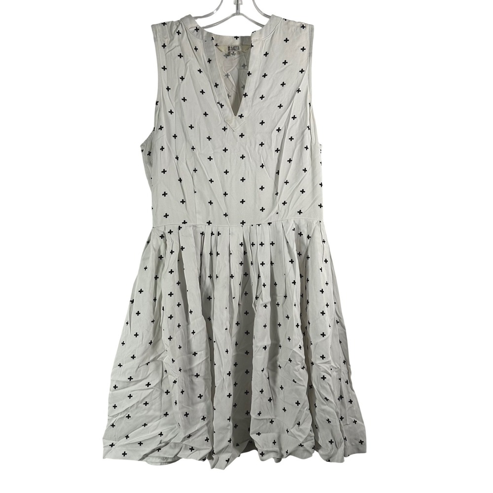 BB Dakota Womens White Black Cross Print Cutout Back Fit Flare Dress Size 2
